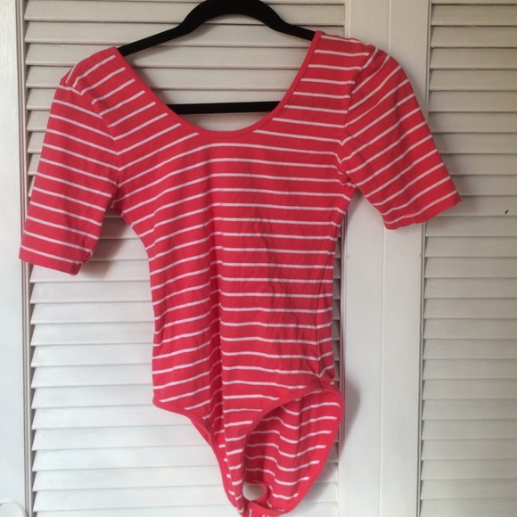 Pink striped leotard