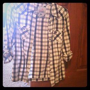 Black Poppy button up plaid shirt