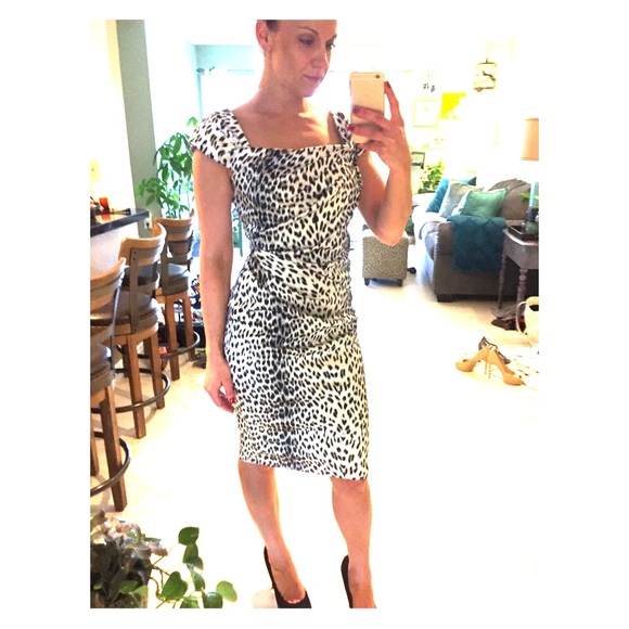 TADASHI SHOJI Snow Leopard Cocktail Dress