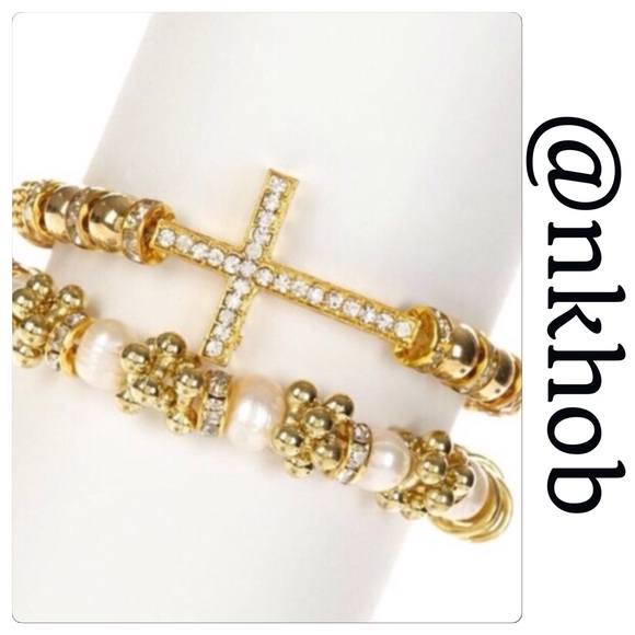 Cross & Pearls Bracelet Set - Picture 2 of 3