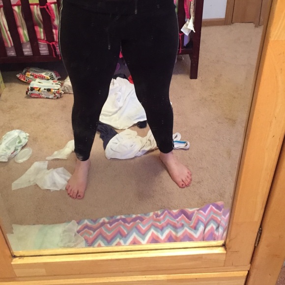 Sparkly striped black yogas