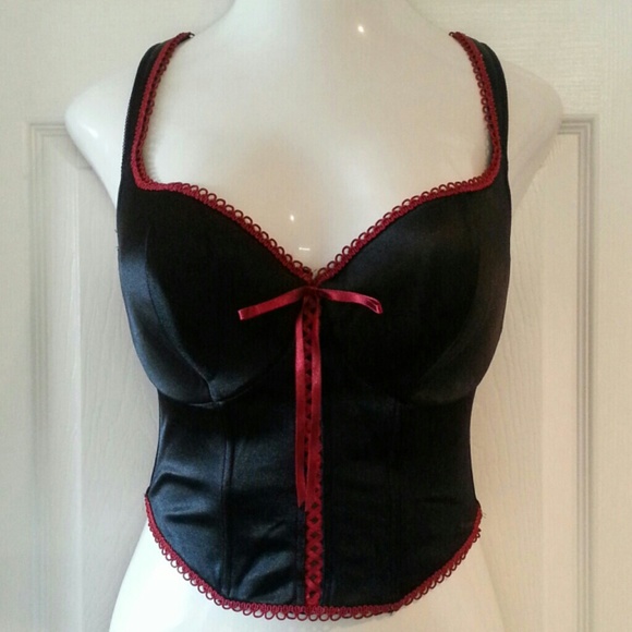 Cacique black satin sweetheart corset plus size 40