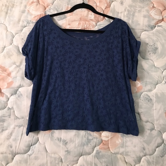 Blue Floral See-thru Crop Top