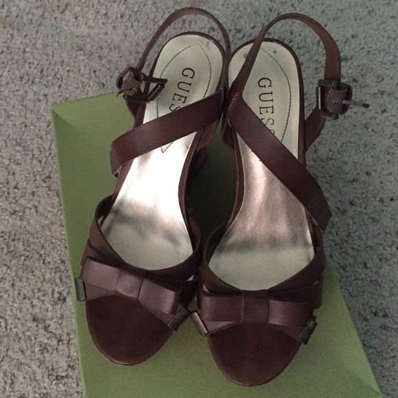 Guess brown wedge heels