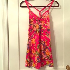 Bright pink floral sundress