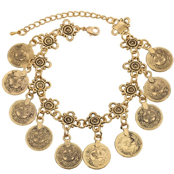 Jewelry | Boho coin anklet AND bracelet gold - Picture 2 of 3
