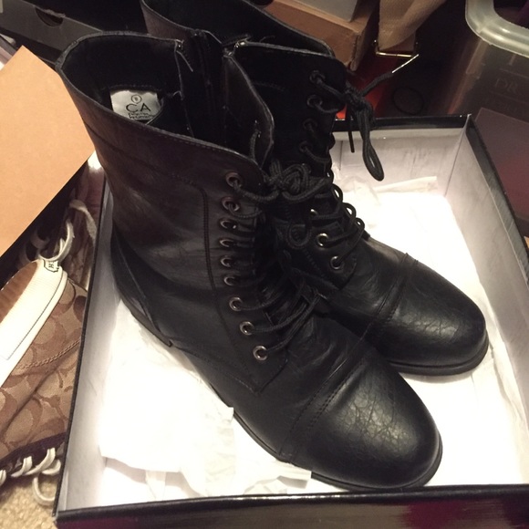 Leather Combat Boots - Picture 1 of 3