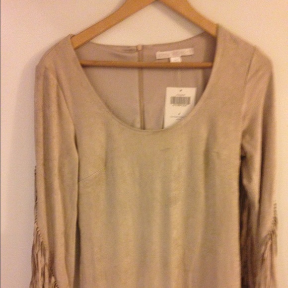 💋HP💋Pretty Faux Suede Fringe Sleeve Dress💋 - Picture 3 of 4