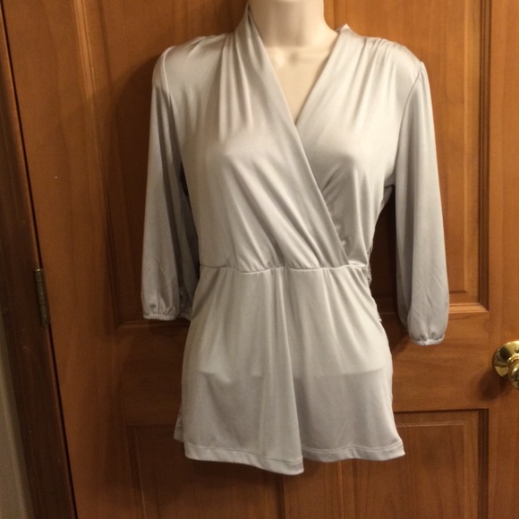 Light gray/silver crossover blouse