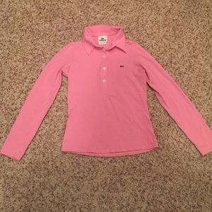 Pink Lacoste slim fit long sleeve polo