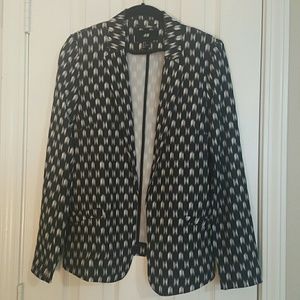 H&M Open Front Blazer Black/White Print 6