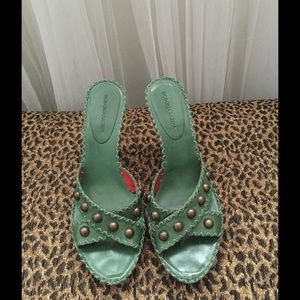 BCBGMAXAZRIA Green studded shoes.