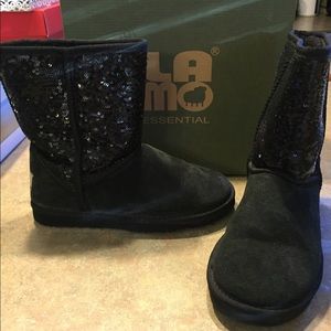 **SOLD**Lamo Black Sequin and Suede Boots
