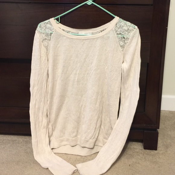 Cream Sweater with Lace Detailing