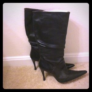 Black Leather Upper Boots 8.5