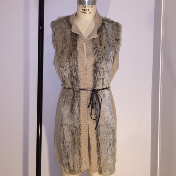 H&M Faux Fur/Knit Combo Vest