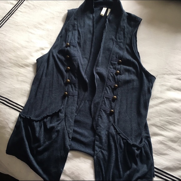 Cute military style navy blue duster vest