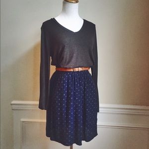 H&M Breezy Skirt in navy polka dot