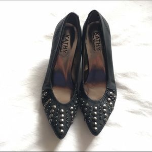 Studded black kitten heels NWOT