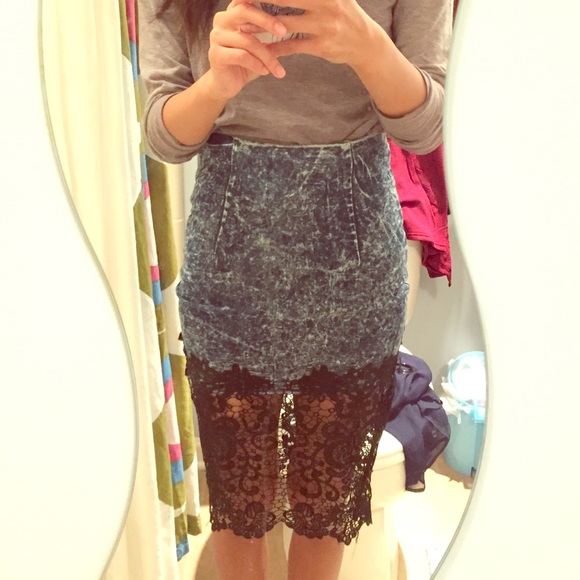 Denim Lace Skirt