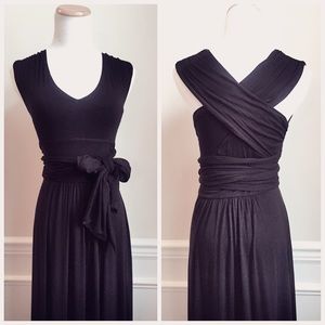 Anthropologie AMAZING Black Maxi Bow Dress