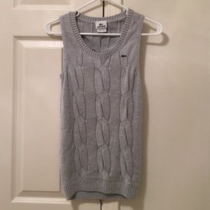 Grey Lacoste Sleeveless Sweater Vest