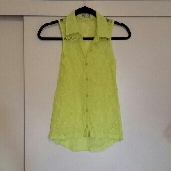 KIRRA BRAND TOP NEON YELLOW LACE