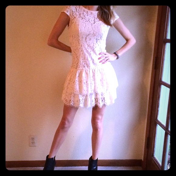 Ann Taylor hippie boho lace cocktail short dress 2