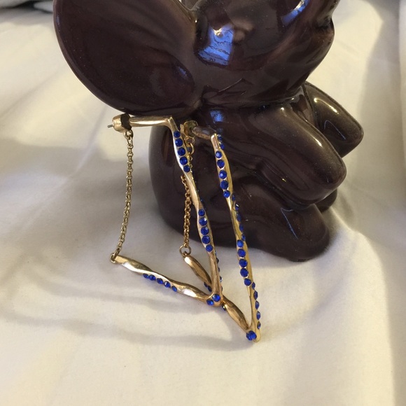 Gold and blue rectangle earrings-sold in bundle - Picture 2 of 3