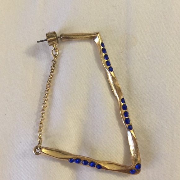 Gold and blue rectangle earrings-sold in bundle - Picture 3 of 3
