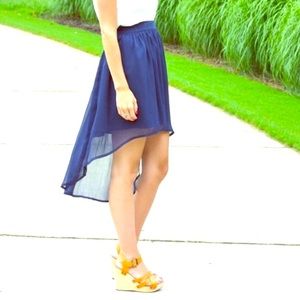 Navy Blue Hi-Lo Skirt