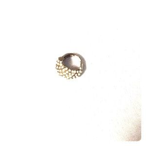 White beaded cocktail ring