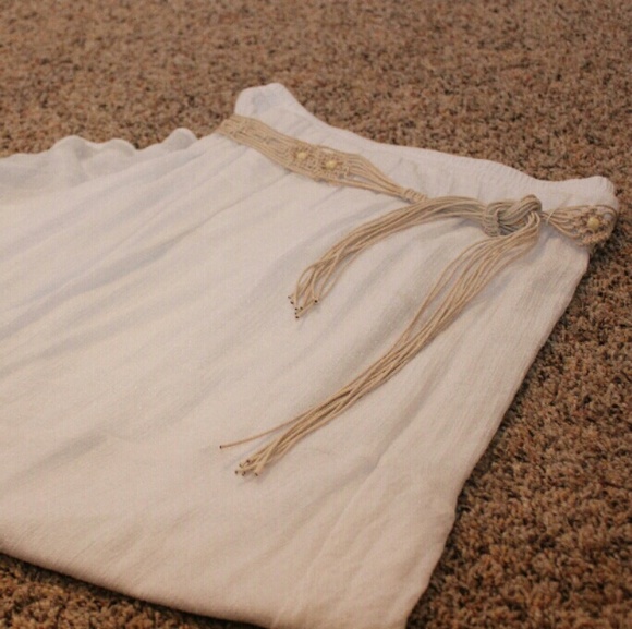Floor length white skirt