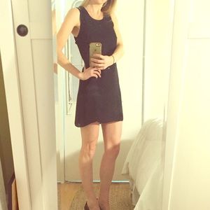 Rebecca Minkoff black silk dress w bead detailing