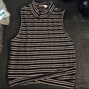 Turtleneck striped crop top