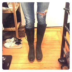 Anthropologie black leather boots by Miss Albright