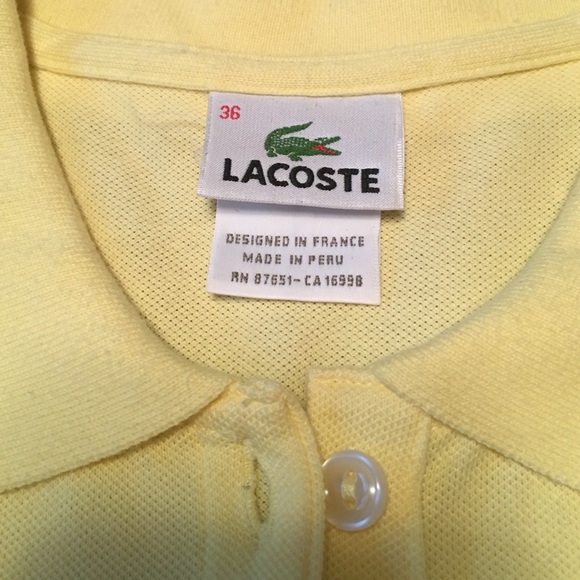 Light Yellow Lacoste Polo - Picture 3 of 4