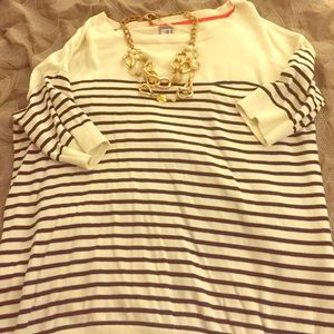 Short sleeved striped sweater