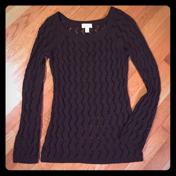 Dark brown Ann Taylor LOFT crochet style top