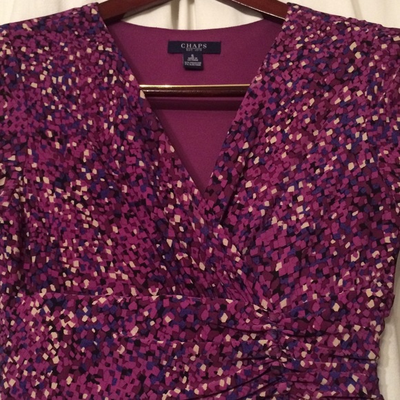 Chaps Purple 3/4 Sleeve Dress - Picture 2 of 4