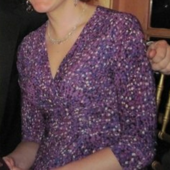 Chaps Purple 3/4 Sleeve Dress - Picture 4 of 4