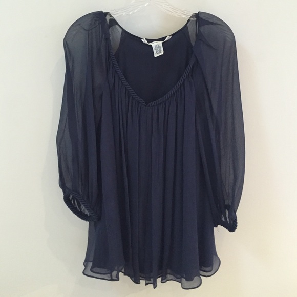 Diane Von furstenberg silk navy tunic top