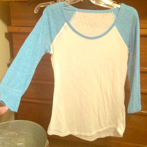 Baby blue/white baseball tee!!