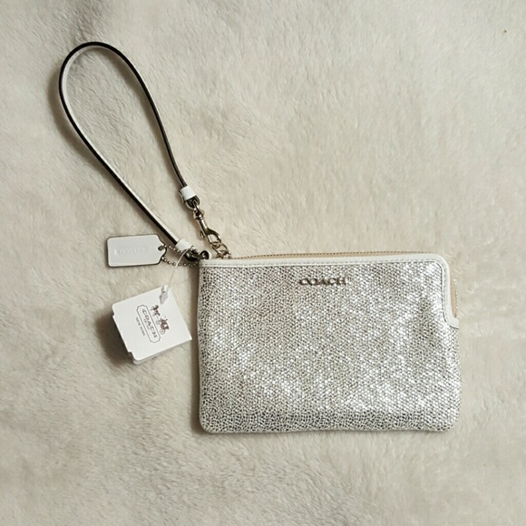 Coach silver crackle wristlet