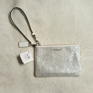 Coach silver crackle wristlet
