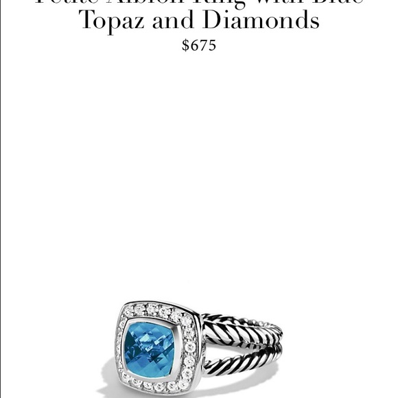 Authentic David yurman blue topez diamond ring