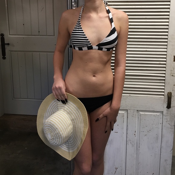 Roxy Brand bikini top with black bottoms