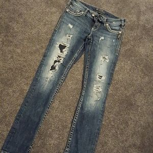 28/32 silver straight jeans