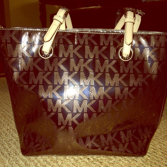 Michael Kors Jet Set Grab Bag Mirror Metallic