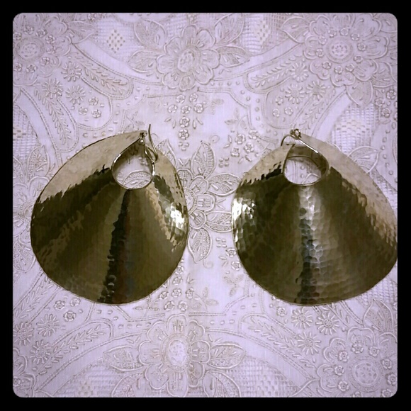 Silver Metal Disc Earrings